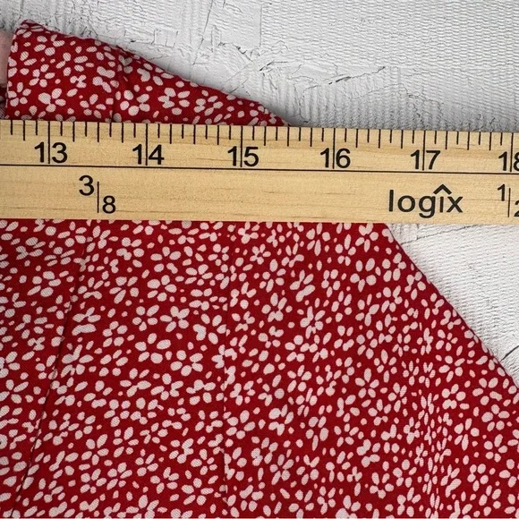 Divided By H&M Floral Red Button-Down Mini Dress Short Sleeves Tie Back - Medium - Picture 4 of 8